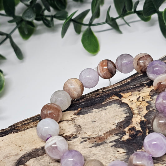 Amethyst mix Mexican Lace Agate & Quartz Crystal Beaded Bracelet