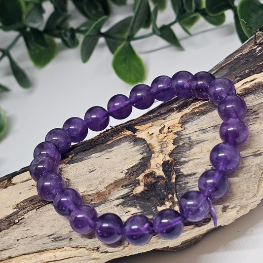 Deepest Purple Amethyst Crystal Beaded Bracelet